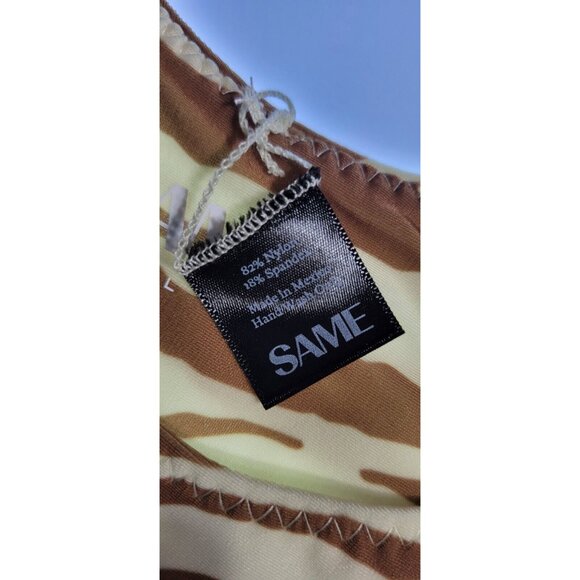SAME Los Angeles Swim Bikiny Set Womens Acrylic 90s Color beige Brown Zebra Sz L - Picture 7 of 14